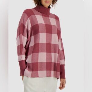 Alfani Turtleneck Sweater Pink Checkered/Gingham Pattern size small